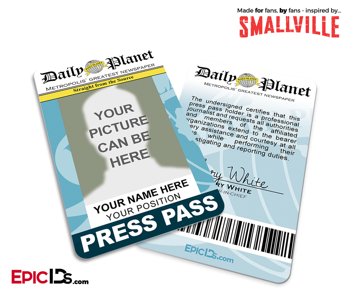 Smallville TV Series Inspired Daily Planet Press Pass [Photo Personalized] - Epic IDs