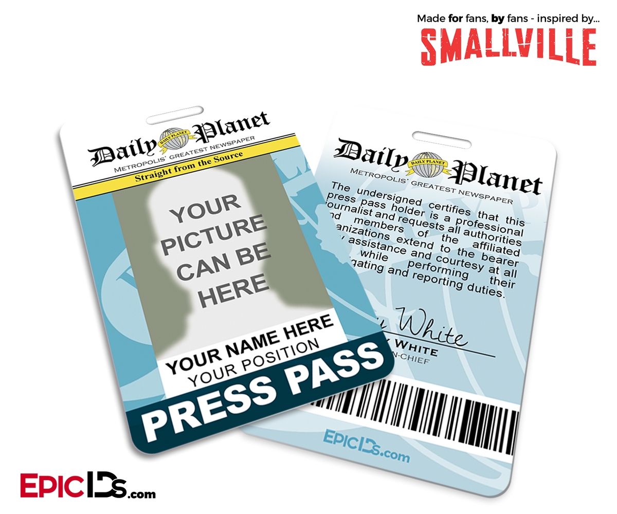 Smallville TV Series Inspired Daily Planet Press Pass [Photo Personalized] - Epic IDs