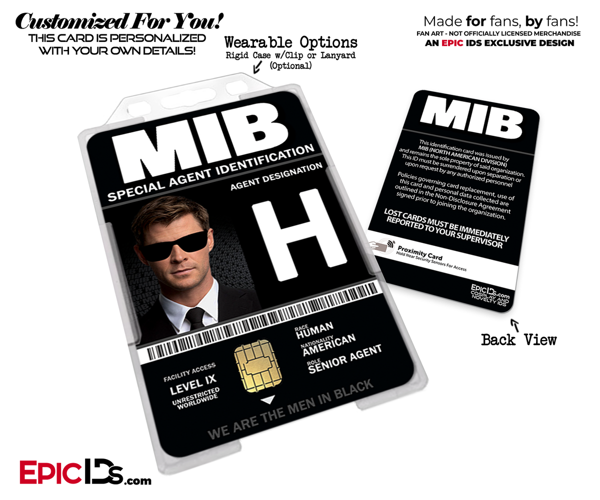 Special Agent MIB Men In Black International Cosplay Name Badge M Epic IDs