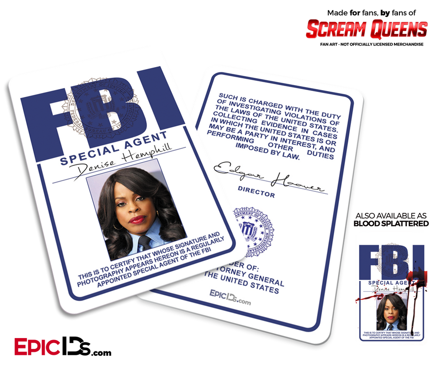 Special Agent 'Scream Queens' Cosplay ID Badge - Denise Hemphill - Epic IDs