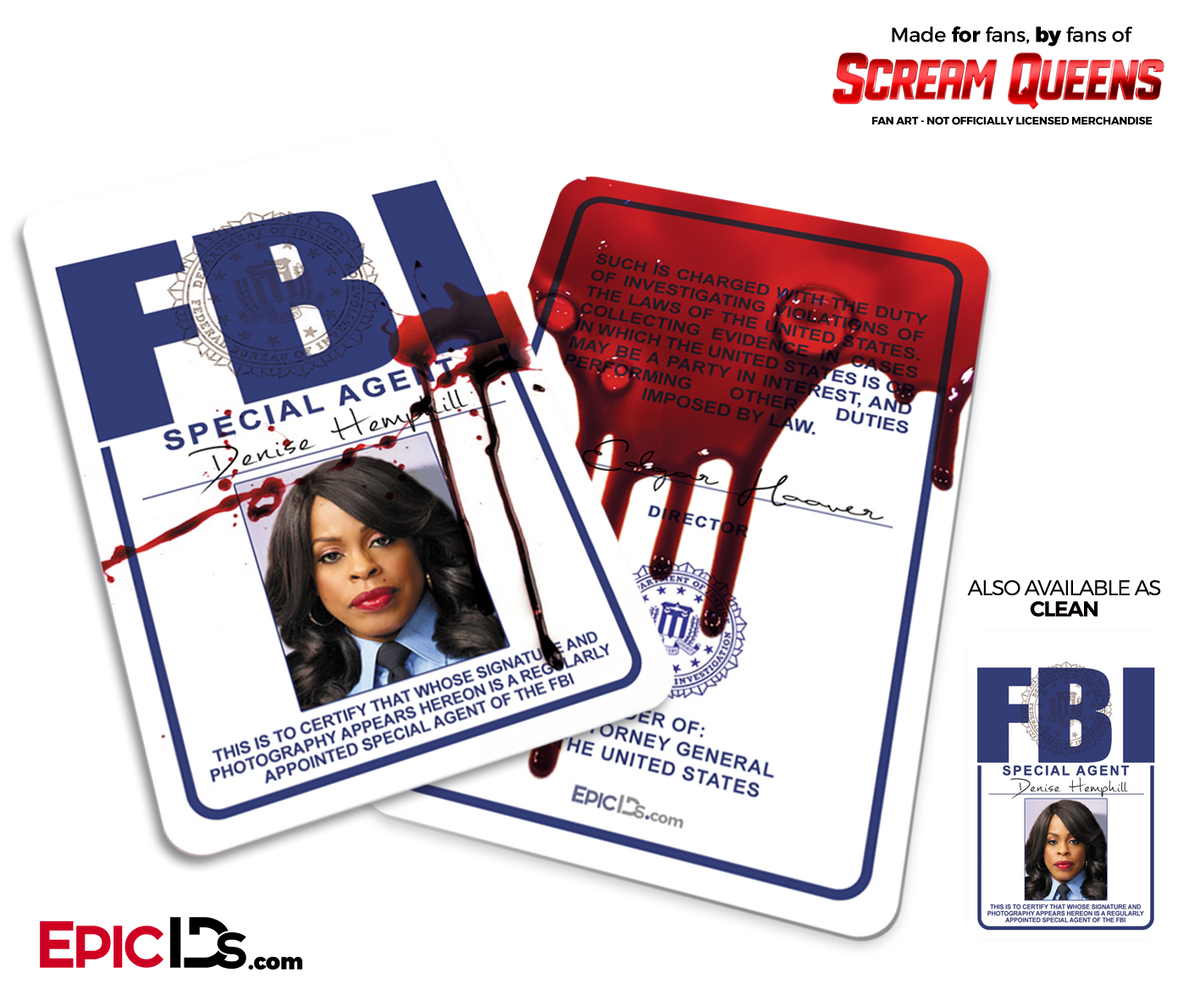 Special Agent &#39;Scream Queens&#39; Cosplay ID Badge - Denise Hemphill - Epic IDs
