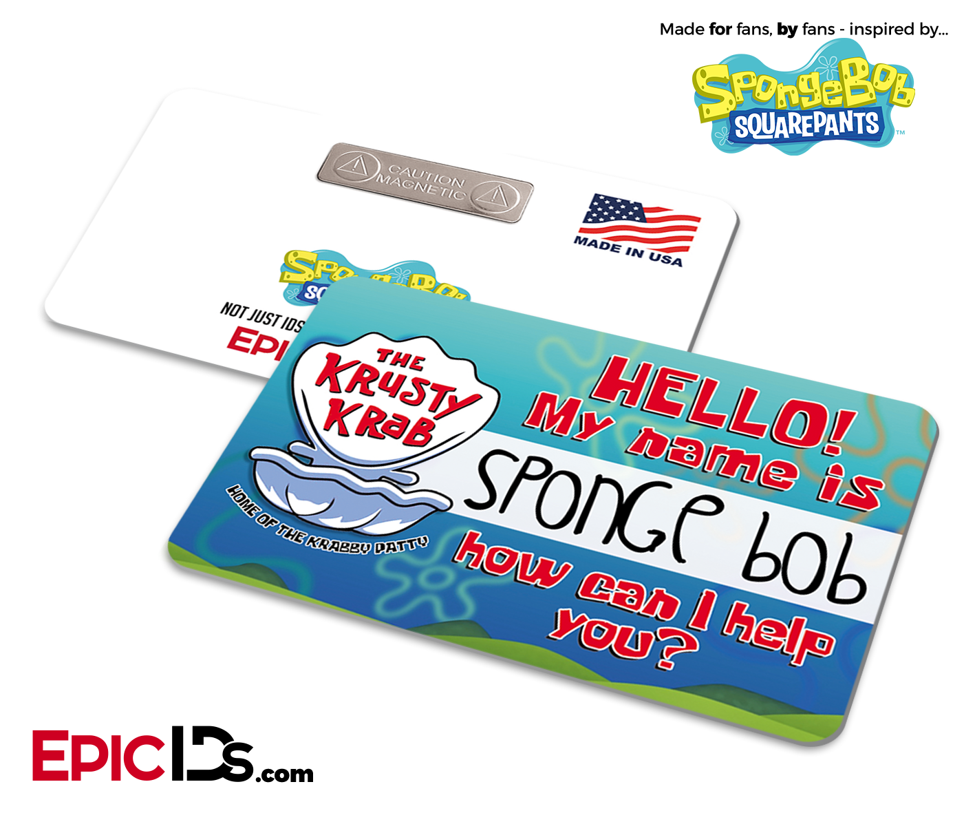Spongebob Squarepants Inspired Krusty Krab 'Spongebob' Employee Name Badge - Epic IDs