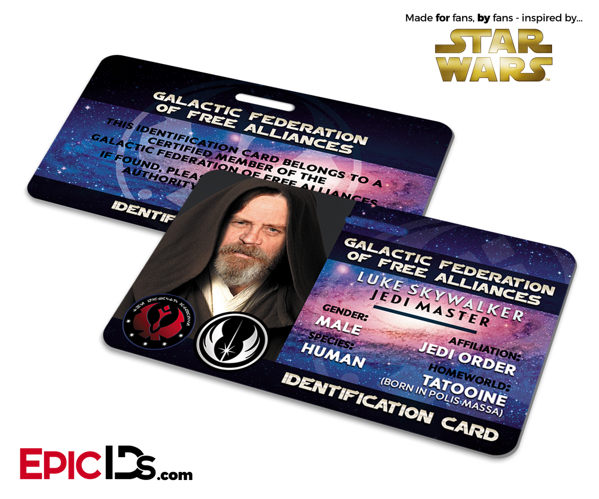 Star Wars Inspired - Galactic Alliance - Luke Skywalker Identification Card - Epic IDs
