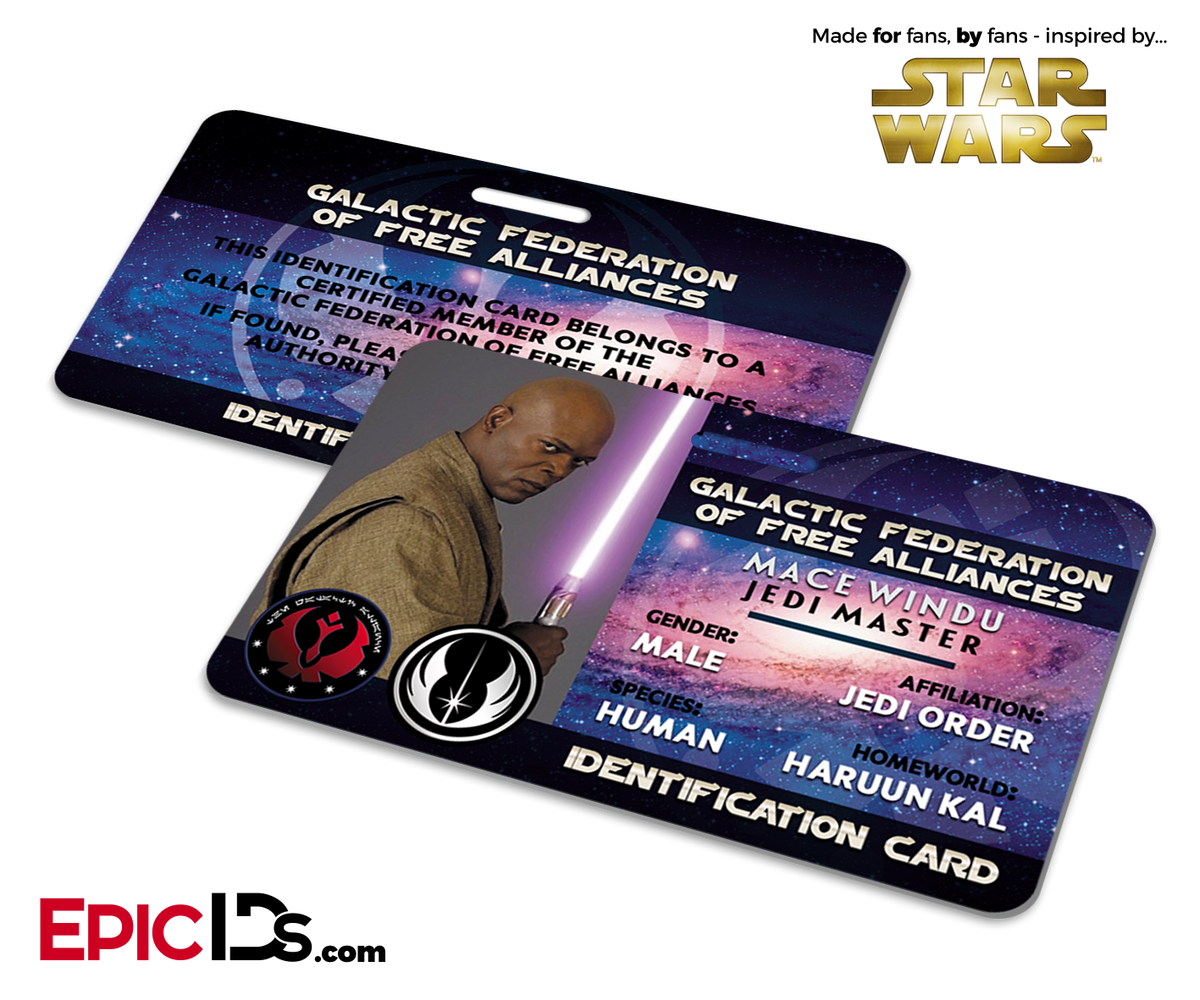 Star Wars Inspired - Galactic Alliance - Mace Windu Identification Card - Epic IDs