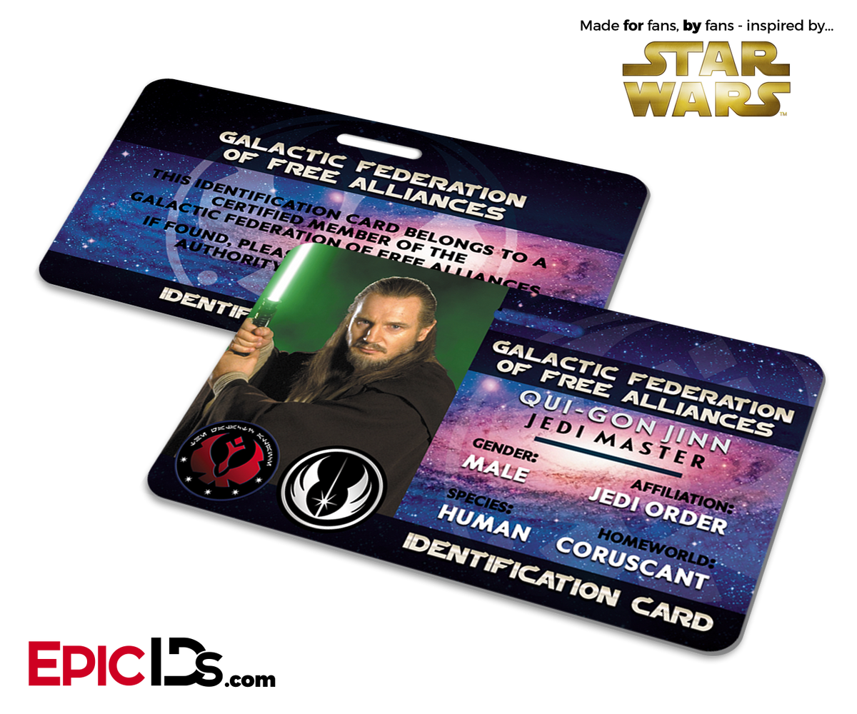 Star Wars Inspired - Galactic Alliance - Qui-Gon Jinn Identification Card - Epic IDs