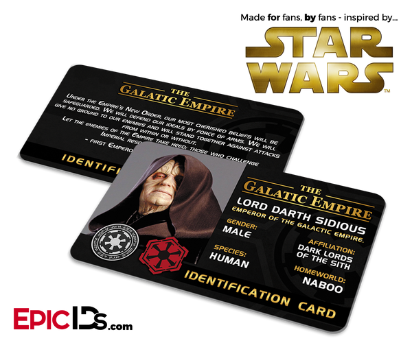 Star Wars Inspired - The Galactic Empire - Darth Sidious ID Card 