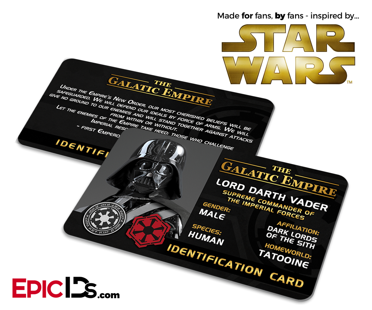 Star Wars Inspired - The Galactic Empire - Darth Vader ID Card - Epic IDs