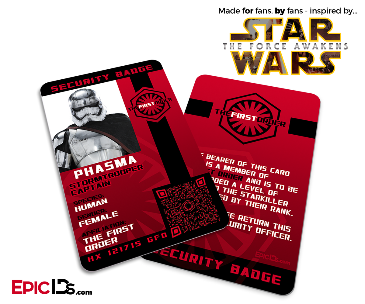 Star Wars TFA Inspired - The First Order - Captain Phasma Security Badge - Epic IDs