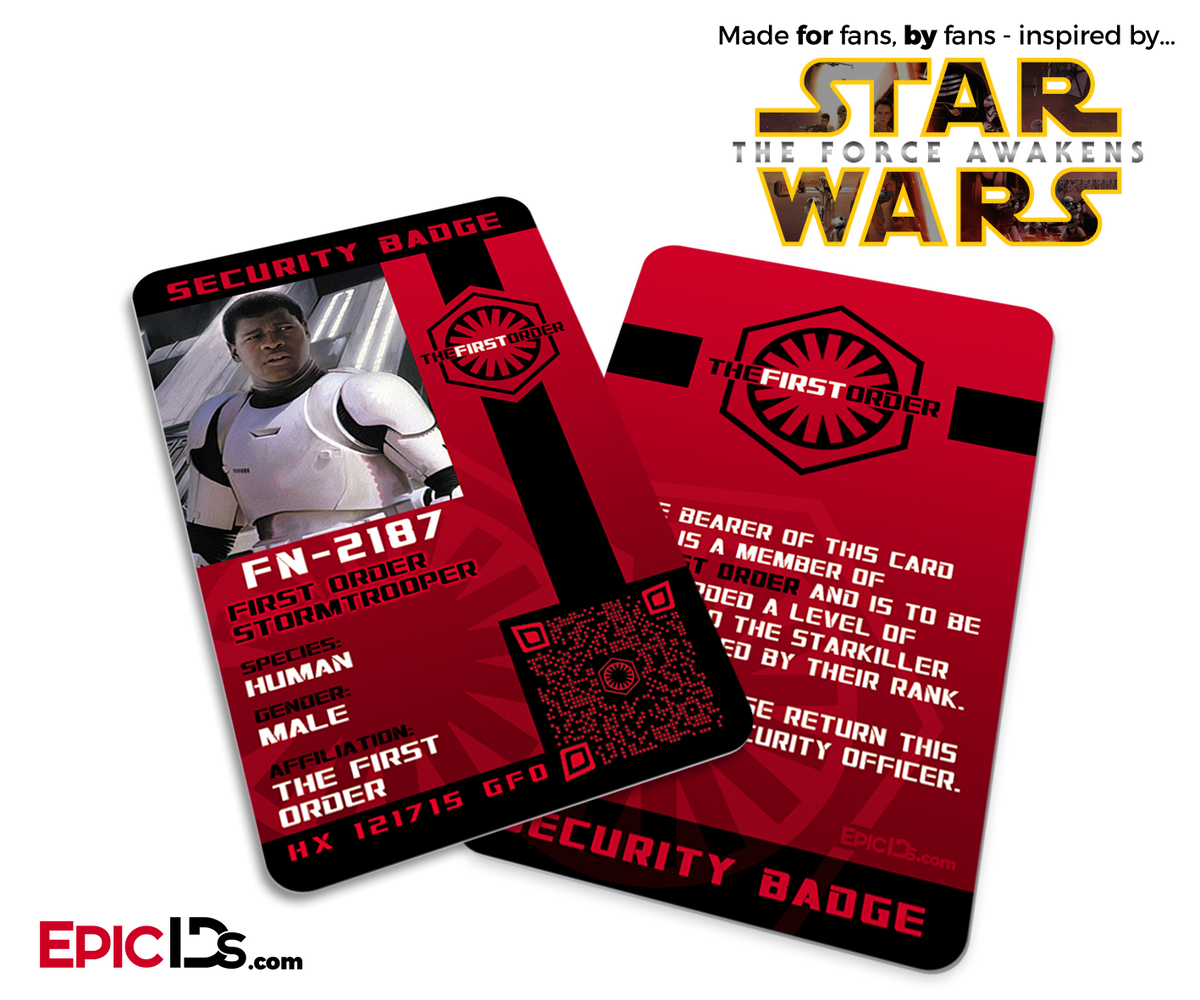 Star Wars TFA Inspired - The First Order - FN2187 Security Badge - Epic IDs