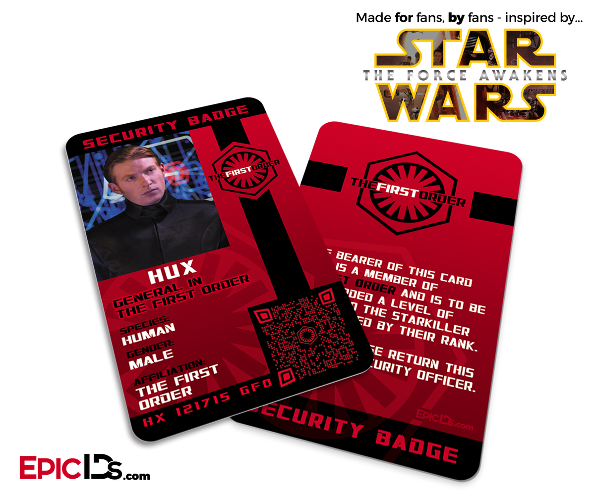 Star Wars TFA Inspired - The First Order - General Hux Security Badge - Epic IDs