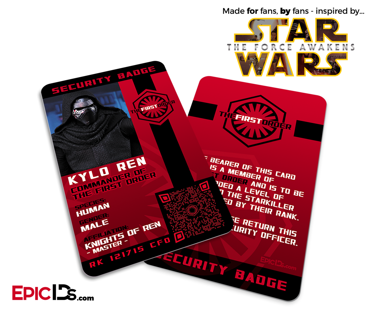 Star Wars TFA Inspired - The First Order - Kylo Ren Security Badge - Epic IDs