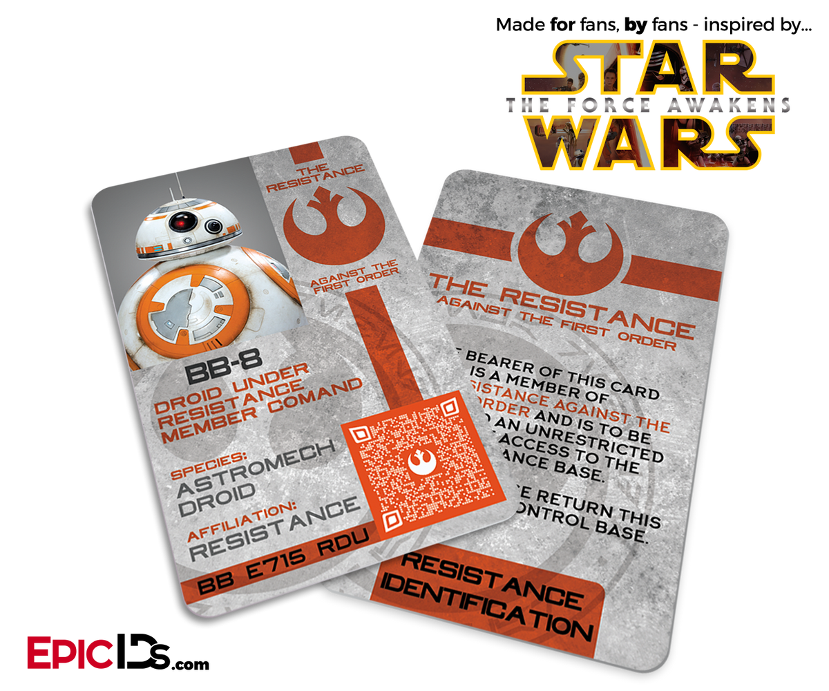 Star Wars TFA Inspired - The Resistance - BB-8 Identification Card / Badge - Epic IDs