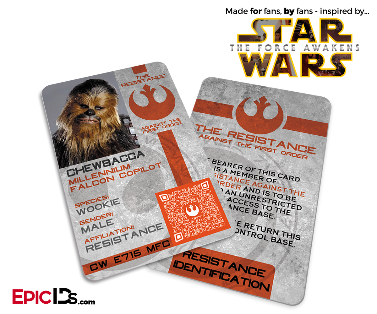 Star Wars TFA Inspired - The Resistance - Chewbacca Identification Card / Badge - Epic IDs