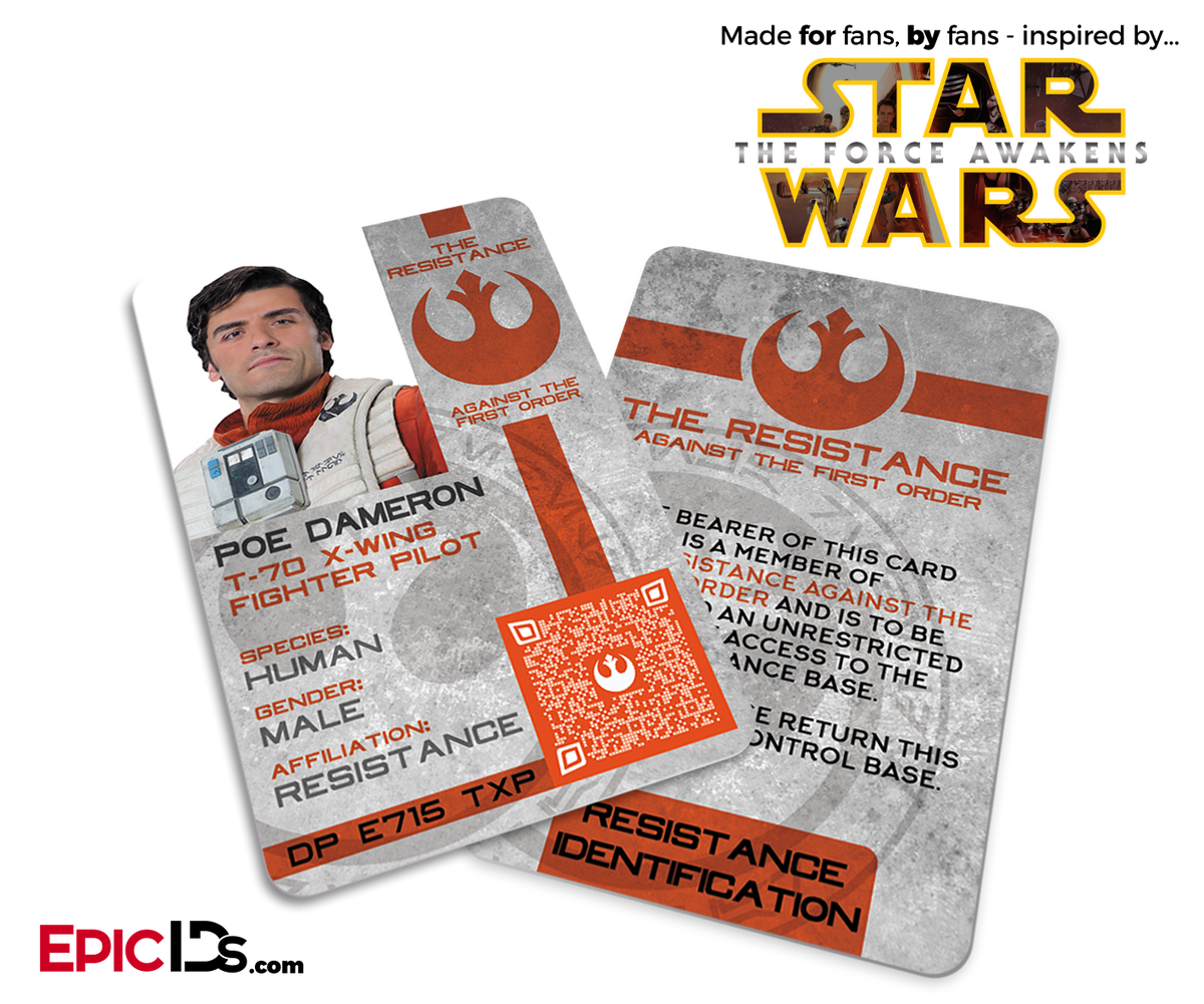Star Wars TFA Inspired - The Resistance - Poe Dameron Identification Card / Badge - Epic IDs