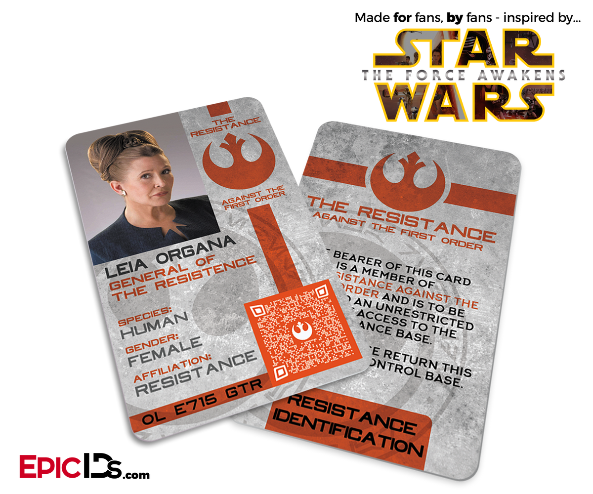 Star Wars TFA Inspired - The Resistance - Princess Leia / General Organa Identification Card / Badge - Epic IDs