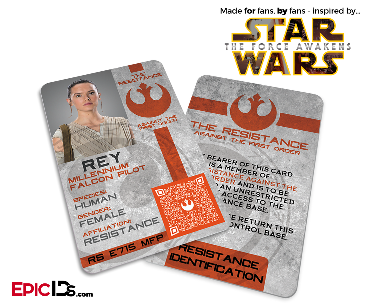 Star Wars TFA Inspired - The Resistance - Rey Identification Card