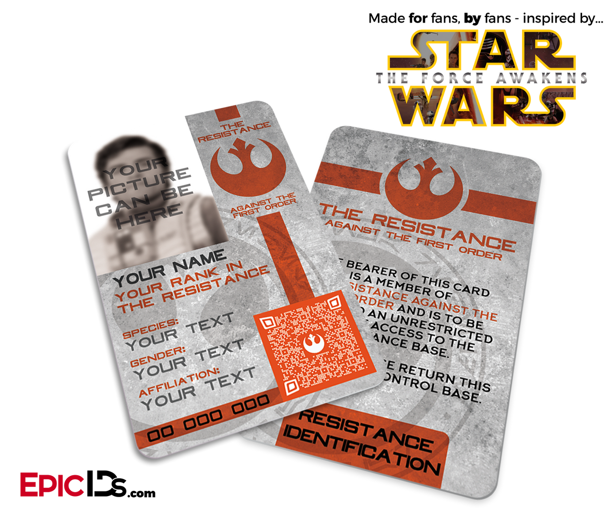Star Wars TFA Inspired The Resistance Identification Badge [Photo Personalized] - Epic IDs