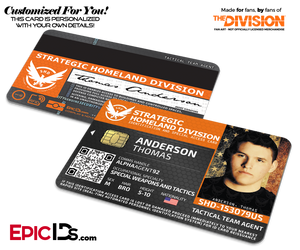 Strategic Homeland Division (SHD) 'The Division' Agent ID Card [Photo Personalized] - Epic IDs