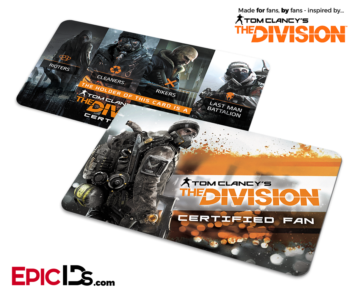 Strategic Homeland Division (SHD) &#39;The Division&#39; Fan Card - Epic IDs