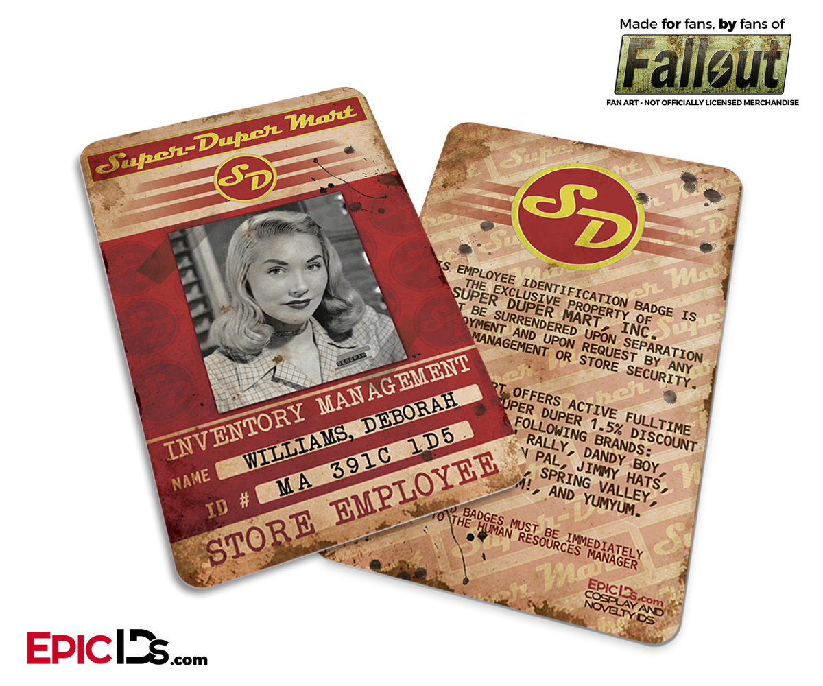 Super Duper Mart &#39;Fallout&#39; Cosplay Employee ID Badge [Photo Personalized] - Epic IDs