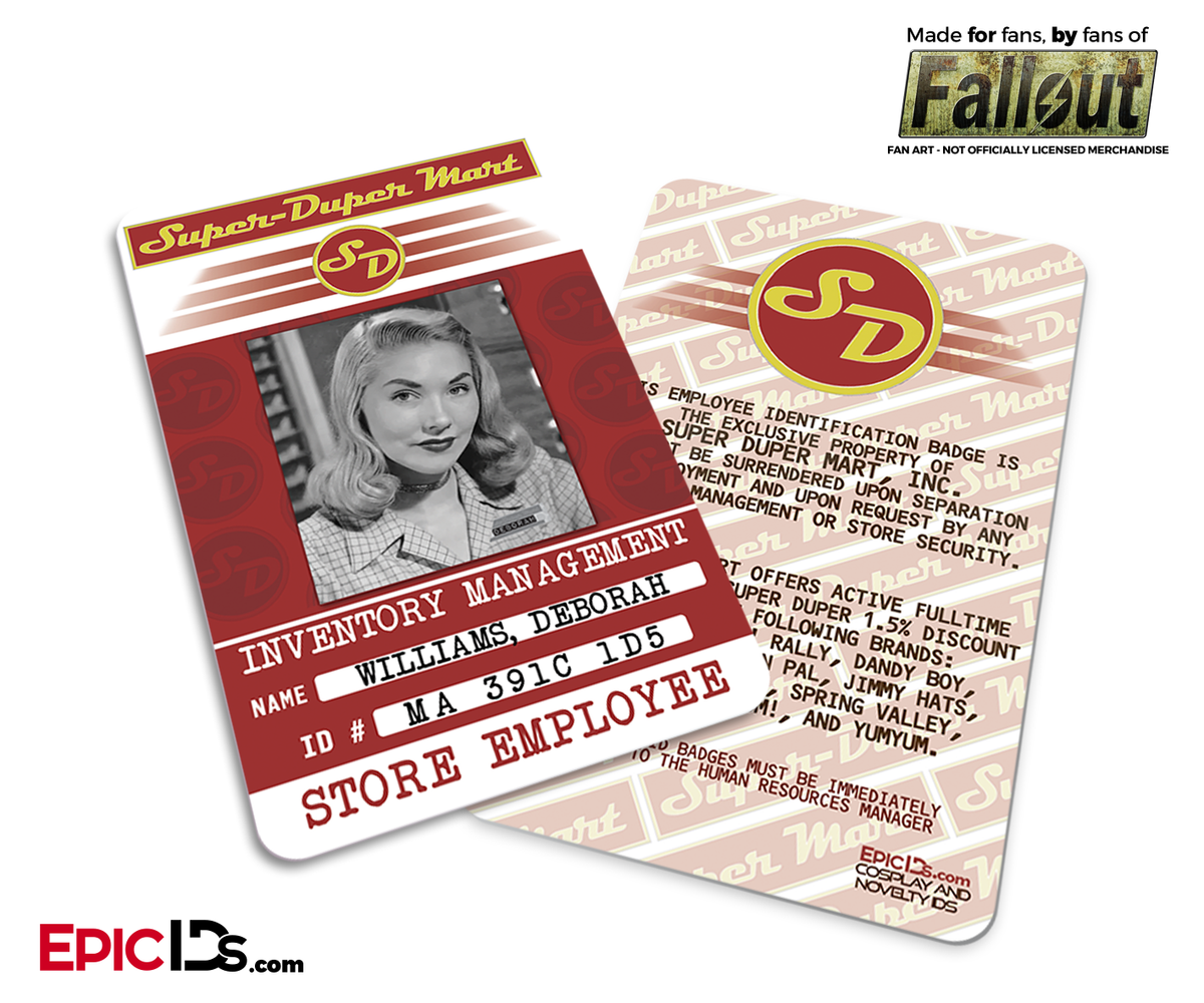Super Duper Mart &#39;Fallout&#39; Cosplay Employee ID Badge [Photo Personalized] - Epic IDs