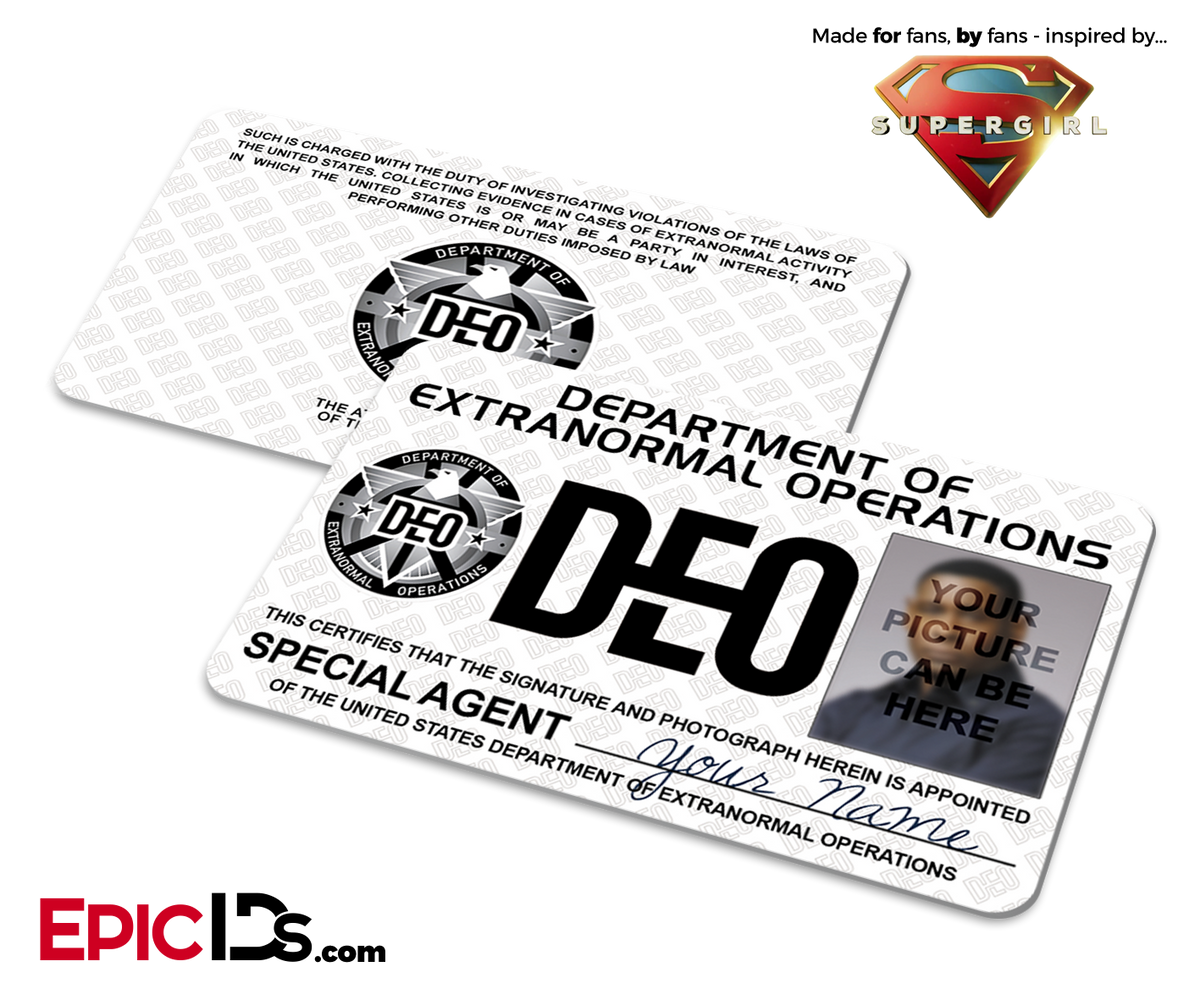 Supergirl TV Series Inspired Department of Extranormal Operations (DEO) Badge [Photo Personalized] - Epic IDs