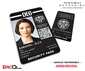 Supergirl TV Series Inspired Department of Extranormal Operations (DEO) Security ID — Alex Danvers