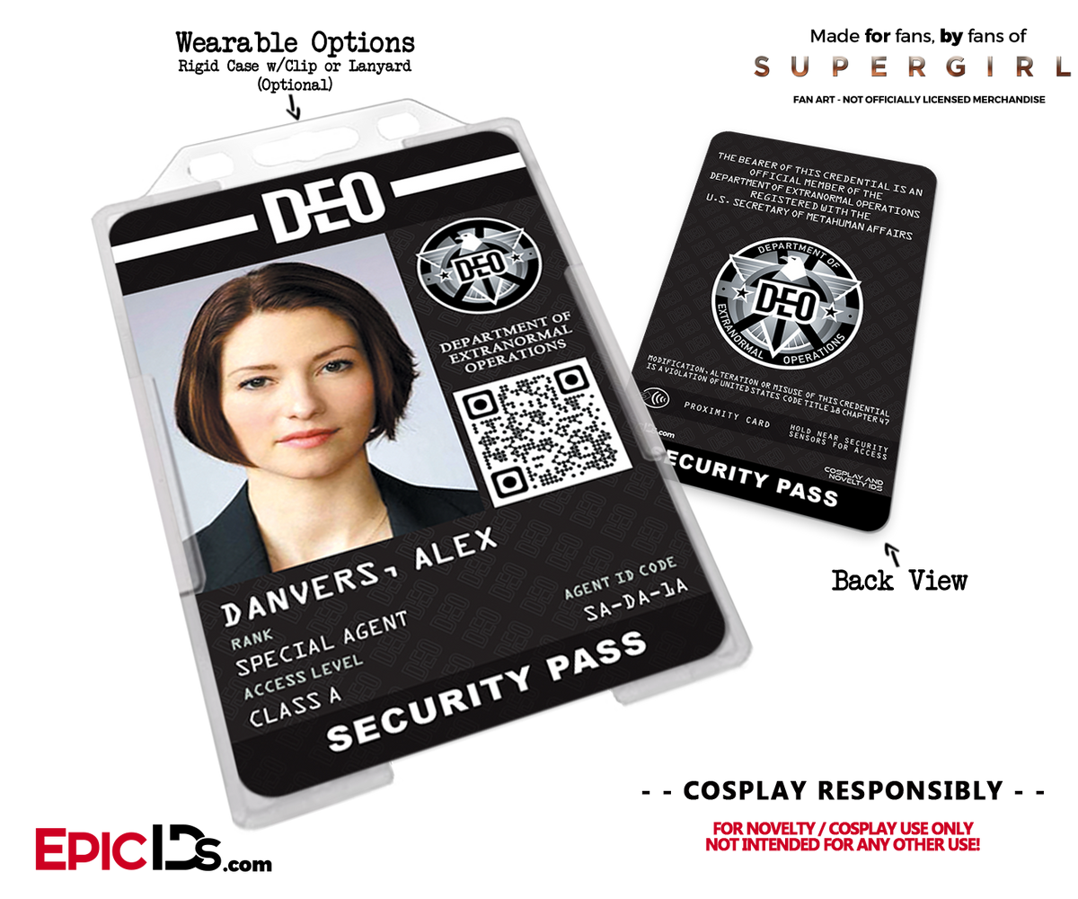 Supergirl TV Series Inspired Department of Extranormal Operations (DEO) Security ID - Alex Danvers - Epic IDs