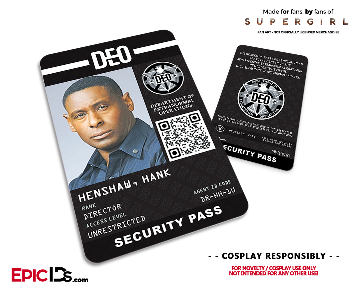 Supergirl TV Series Inspired Department of Extranormal Operations (DEO) Security ID - Hank Henshaw - Epic IDs