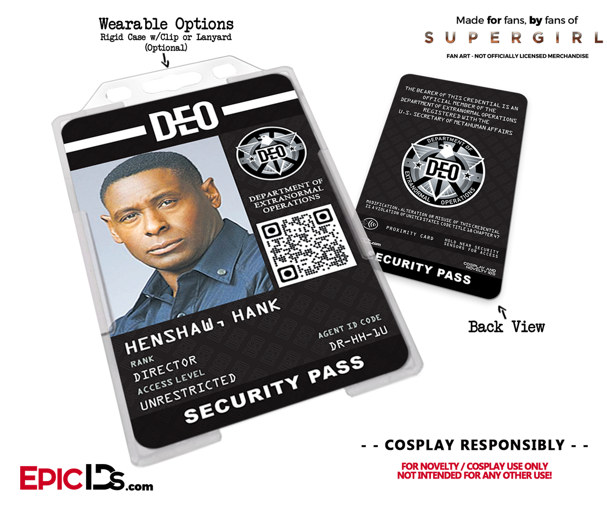 Supergirl TV Series Inspired Department of Extranormal Operations (DEO) Security ID - Hank Henshaw - Epic IDs