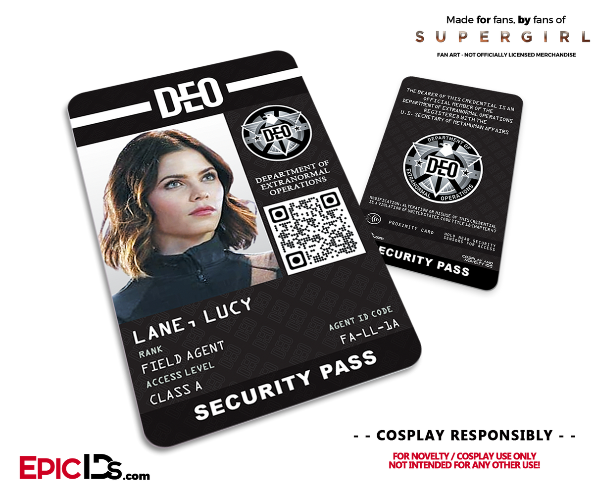 Supergirl TV Series Inspired Department of Extranormal Operations (DEO) Security ID - Lucy Lane - Epic IDs