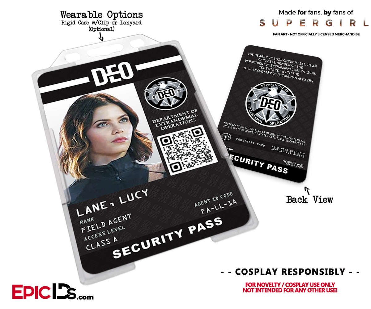 Supergirl TV Series Inspired Department of Extranormal Operations (DEO) Security ID - Lucy Lane - Epic IDs