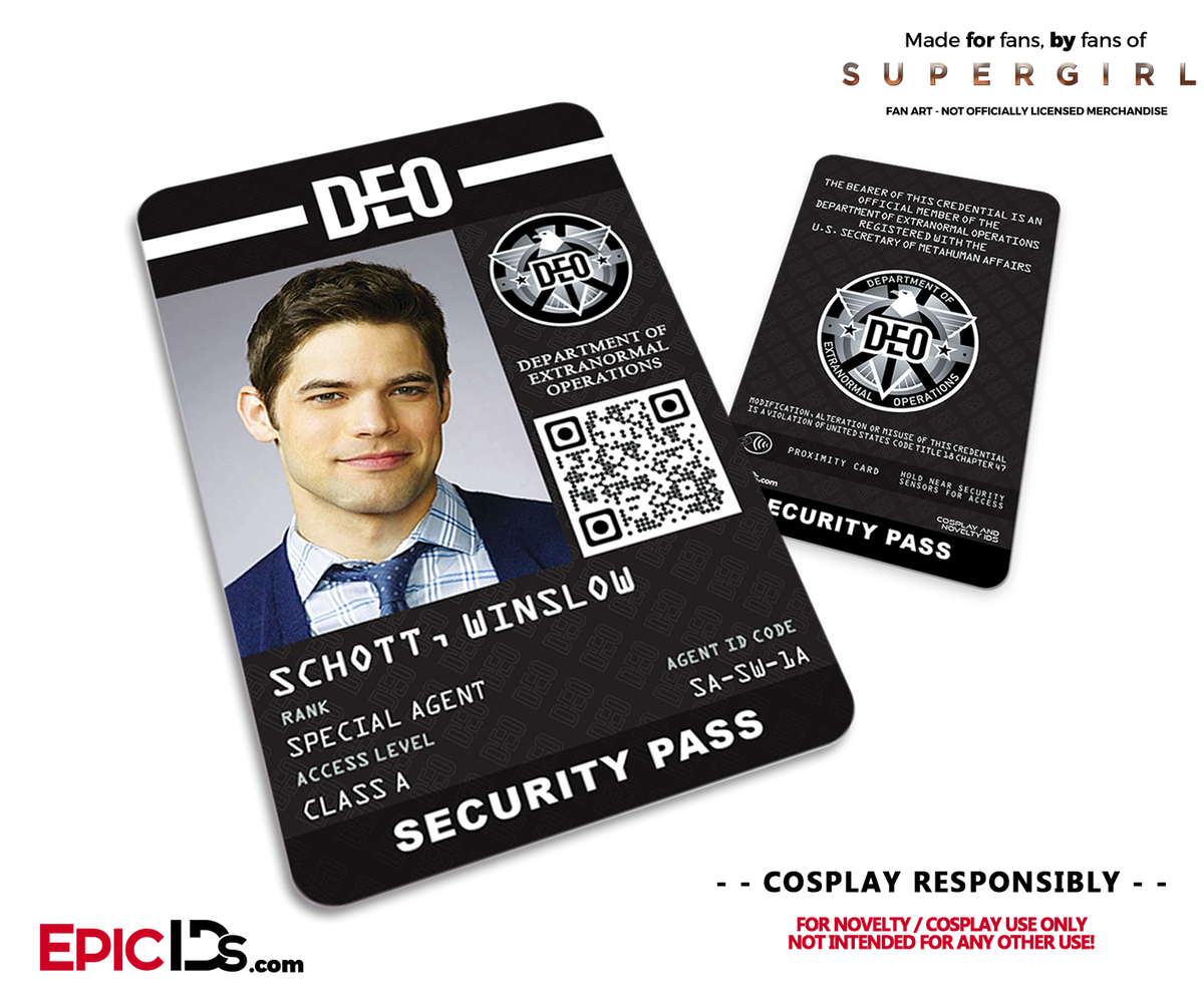 Supergirl TV Series Inspired Department of Extranormal Operations (DEO) Security ID - Winslow Schott - Epic IDs