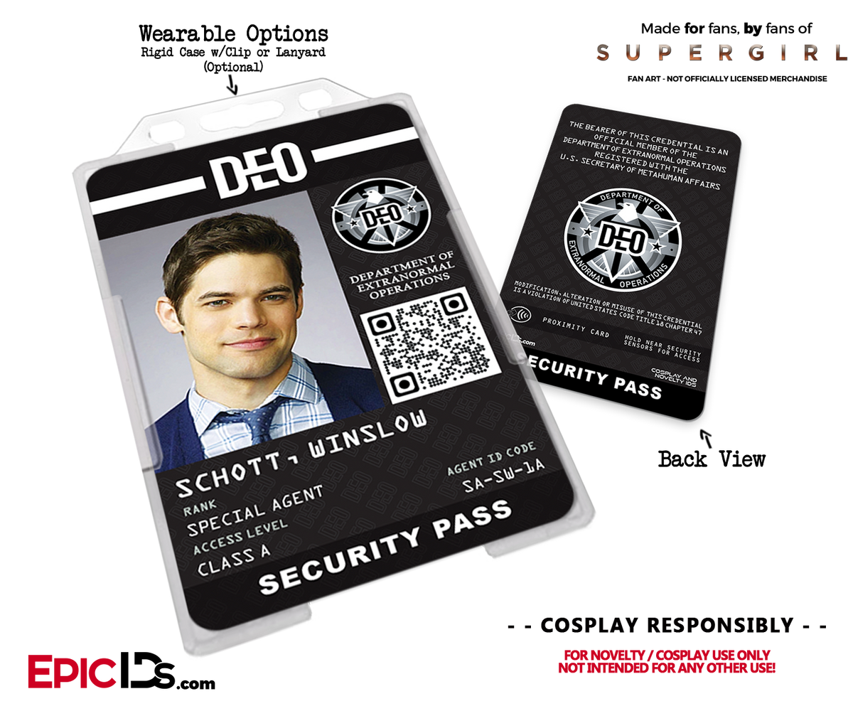 Supergirl TV Series Inspired Department of Extranormal Operations (DEO) Security ID - Winslow Schott - Epic IDs
