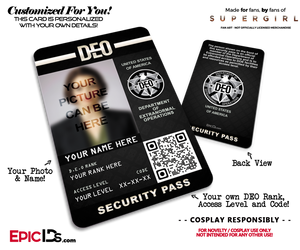 Supergirl TV Series Inspired Department of Extranormal Operations (DEO) Security ID — Photo Personalized