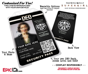 Supergirl TV Series Inspired Department of Extranormal Operations (DEO) Security ID [Photo Personalized] - Epic IDs