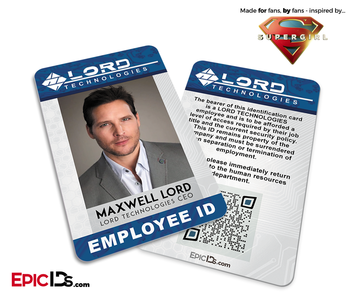 Supergirl TV Series Inspired LORD Industries Employee ID - Maxwell Lord - Epic IDs