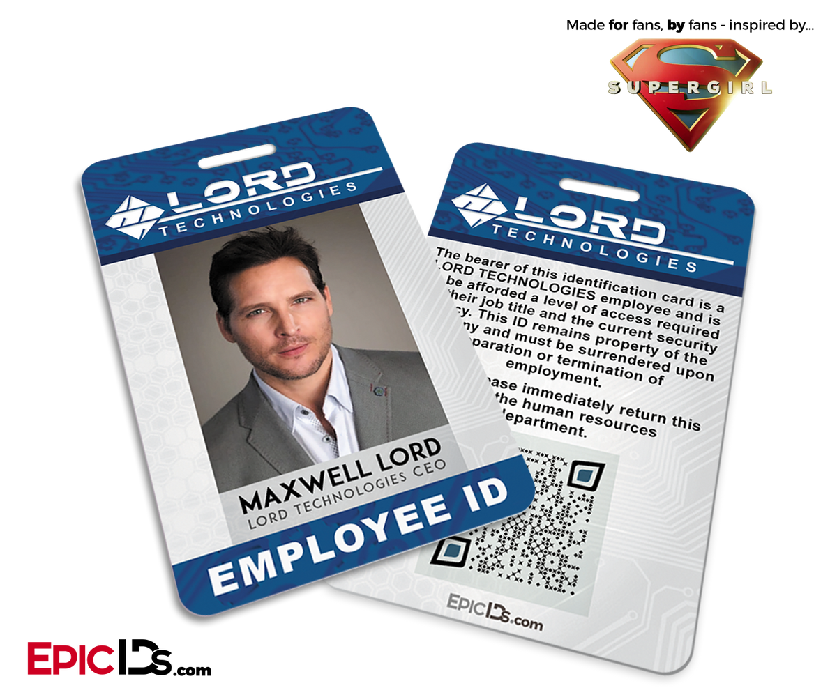 Supergirl TV Series Inspired LORD Industries Employee ID - Maxwell Lord - Epic IDs