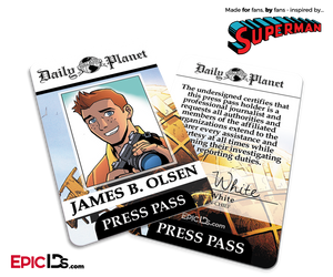 Superman Classic Comic Daily Planet Press Pass Cosplay ID Badge - Jimmy Olsen - Epic IDs