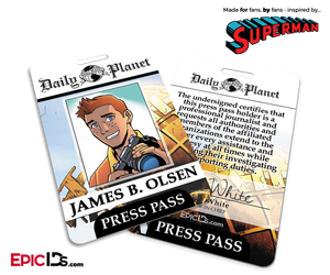 Superman Classic Comic Daily Planet Press Pass Cosplay ID Badge - Jimmy Olsen - Epic IDs