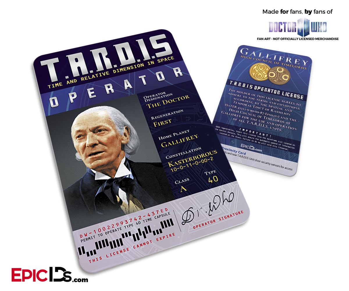 TARDIS &#39;Doctor Who&#39; Operator License - (01) The First Doctor - Epic IDs