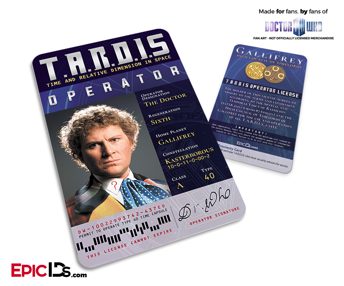 TARDIS &#39;Doctor Who&#39; Operator License - (06) The Sixth Doctor - Epic IDs
