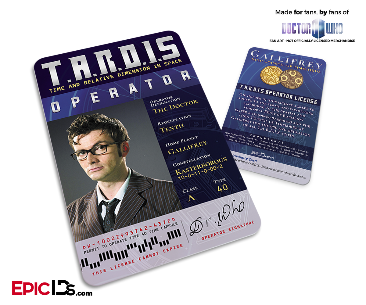 TARDIS &#39;Doctor Who&#39; Operator License - (10) The Tenth Doctor - Epic IDs