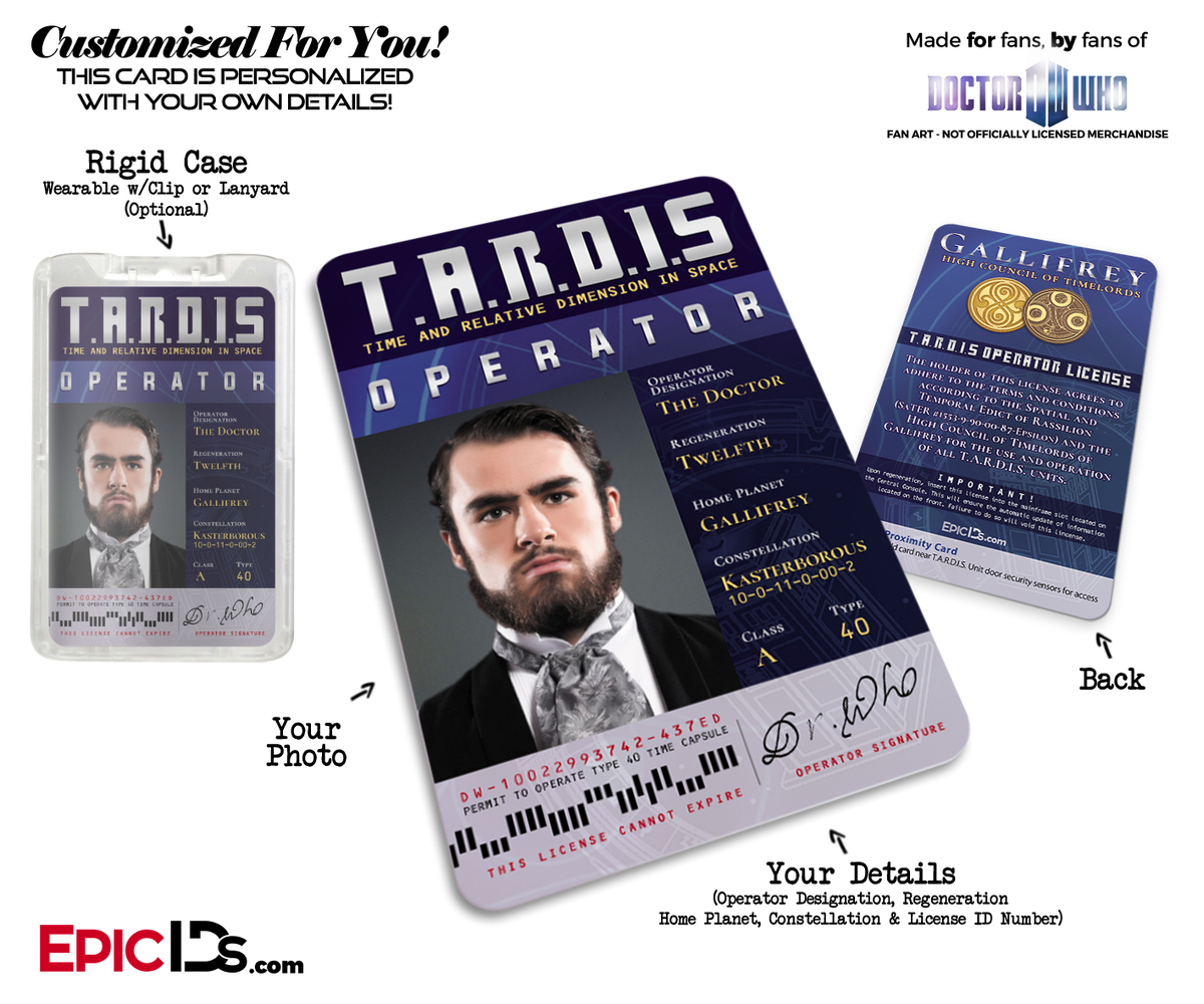 TARDIS &#39;Doctor Who&#39; Operator License [Photo Personalized] - Epic IDs