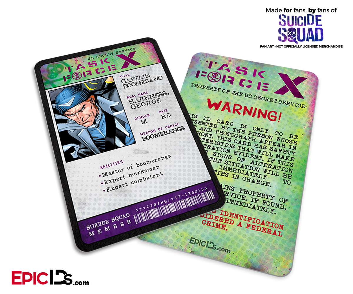 Task Force X &#39;Suicide Squad&#39; Classic Comic ID Card - Captain Boomerang / George Harkness - Epic IDs