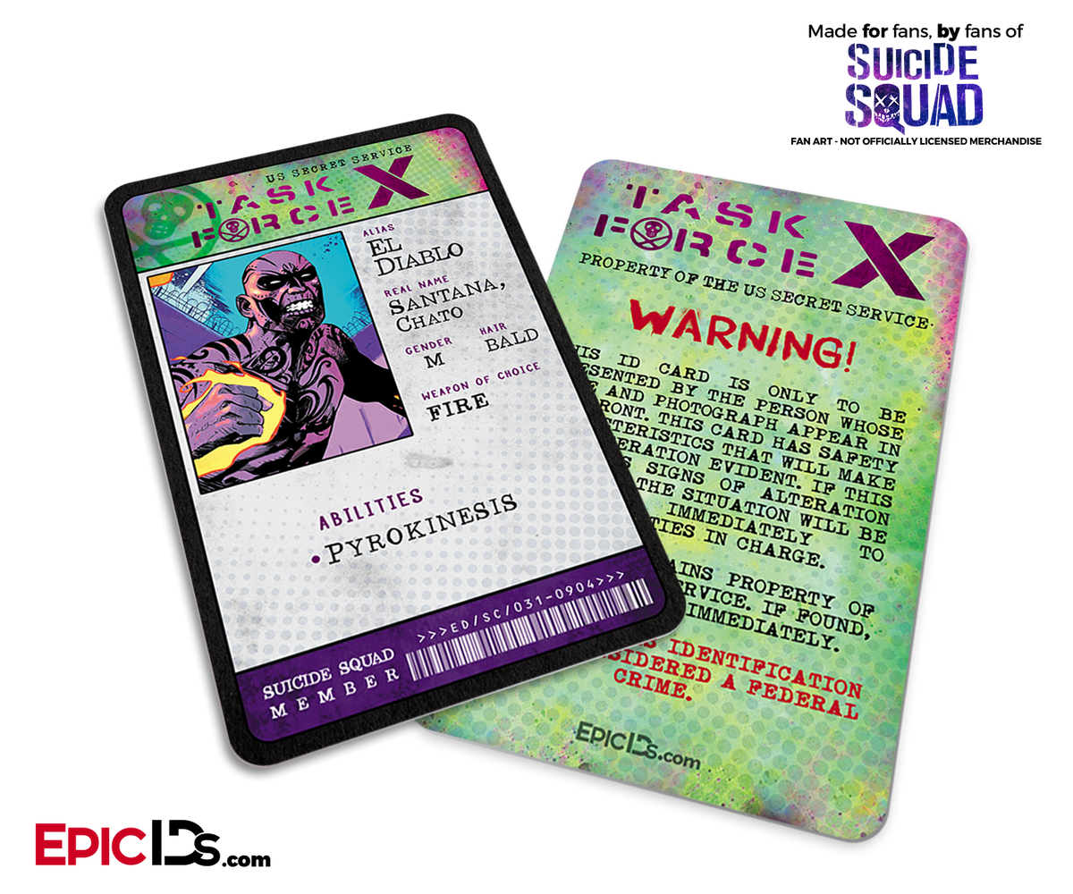 Task Force X &#39;Suicide Squad&#39; Classic Comic ID Card - El Diablo / Chato Santana - Epic IDs