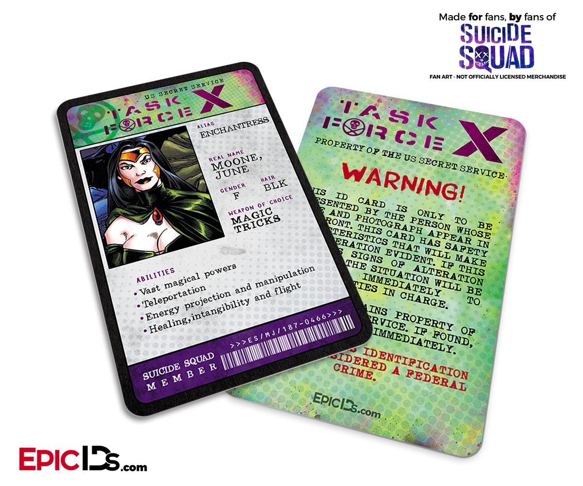 Task Force X &#39;Suicide Squad&#39; Classic Comic ID Card - Enchantress / June Moone - Epic IDs
