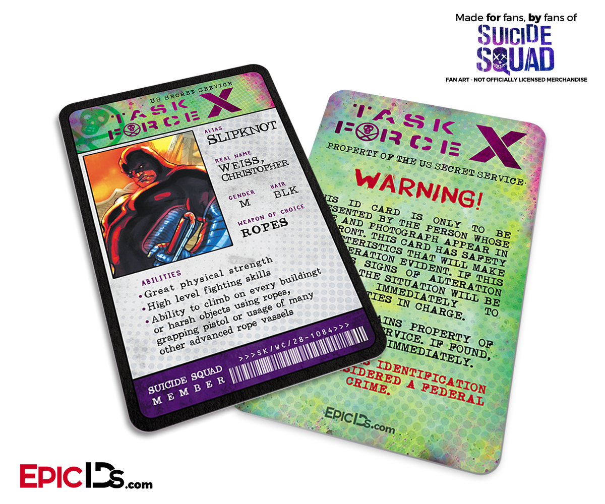 Task Force X &#39;Suicide Squad&#39; Classic Comic ID Card - Slipknot / Christopher Weiss - Epic IDs