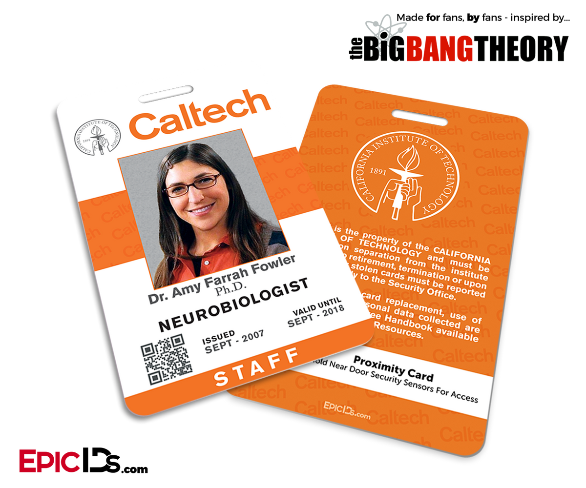 The Big Bang Theory Inspired Caltech Staff ID - Amy Farrah Fowler - Epic IDs