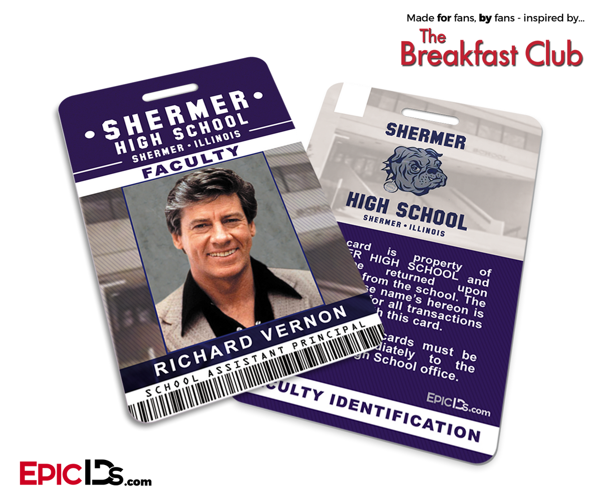 The Breakfast Club Inspired Shermer High School Faculty ID - Richard Venon - Epic IDs